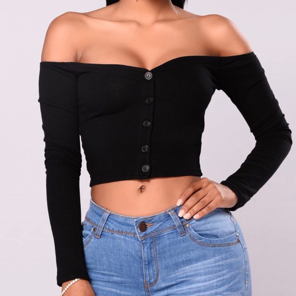 Off the shoulder long sleeve top